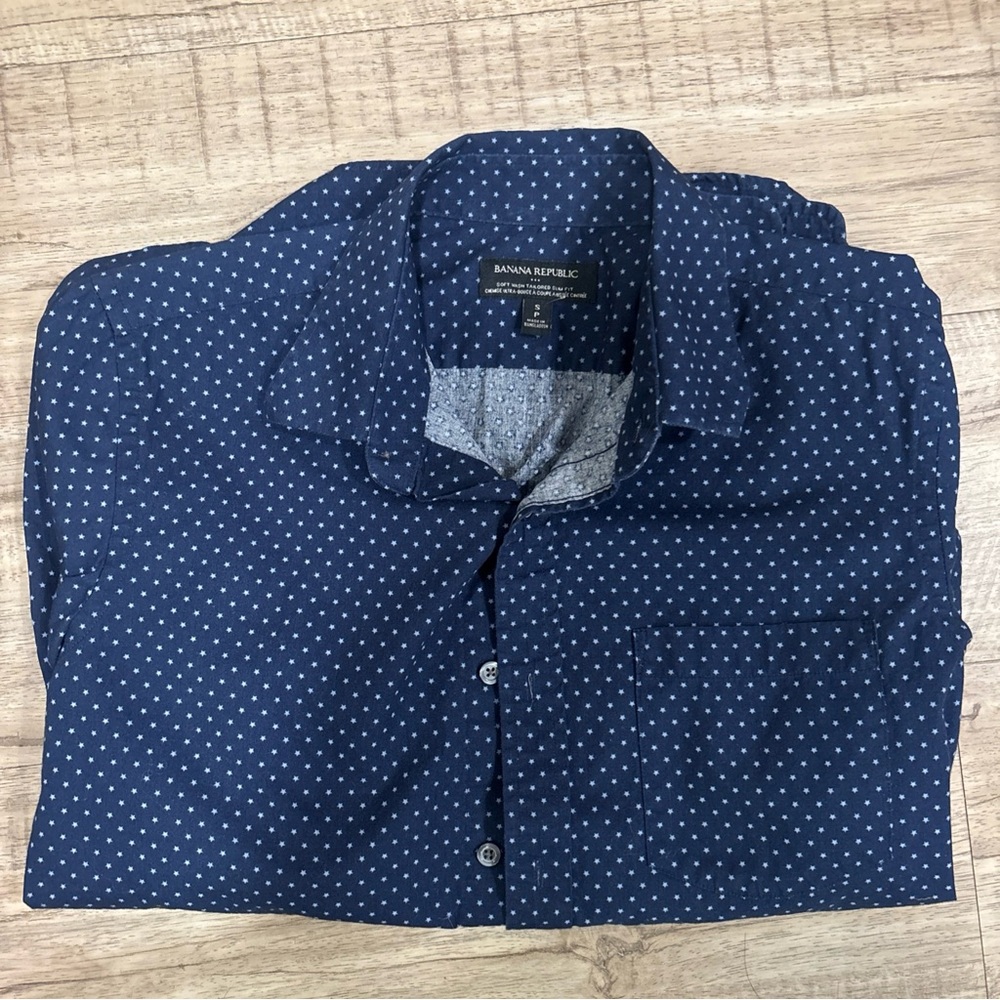 Banana Republic Dark Blue Polka Dot Shirt